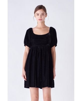 knee length dresses for ladies Velvet Mini Dress  English Factory