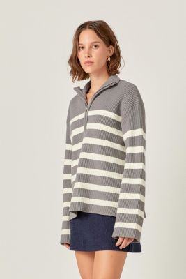 Women's Striped Half-Zip Sweater