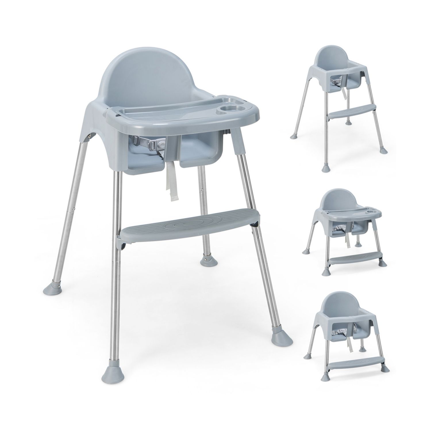 Multi-Stage Baby High Chair with Removable Double Tray for Infants and Toddlers