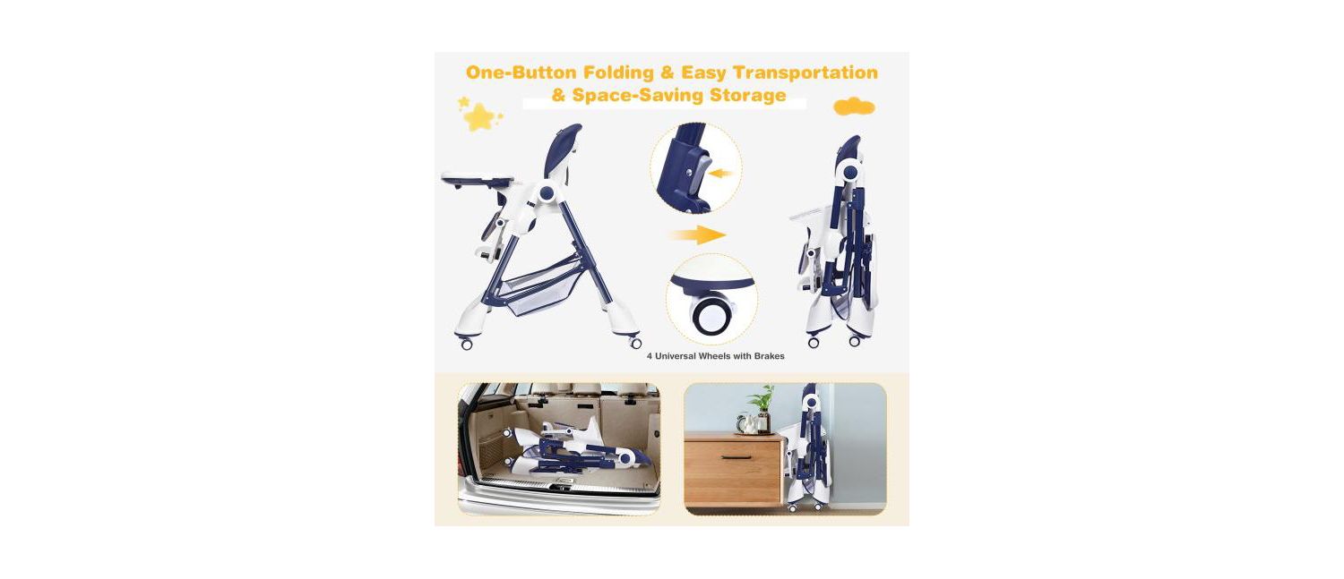 A-Shaped High Chair with 4 Lockable Wheels