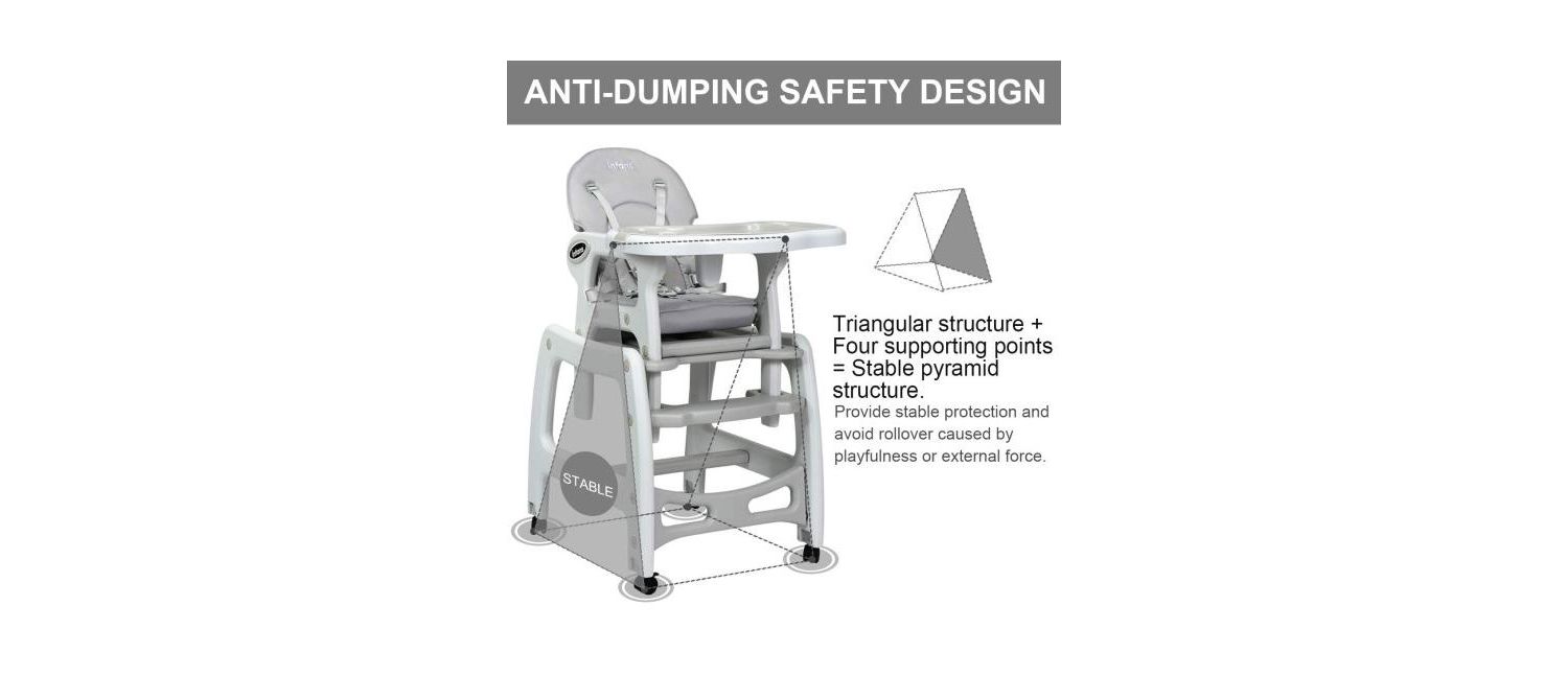 Girls 3-in-1 High Chair with Lockable Universal Wheels