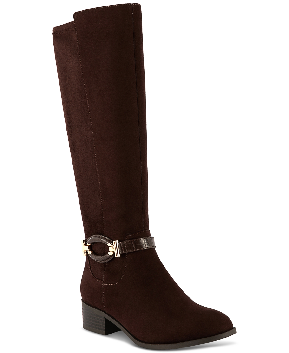 Stanell Buckled Riding Boots, Created for Macy's - Chocolate Micro