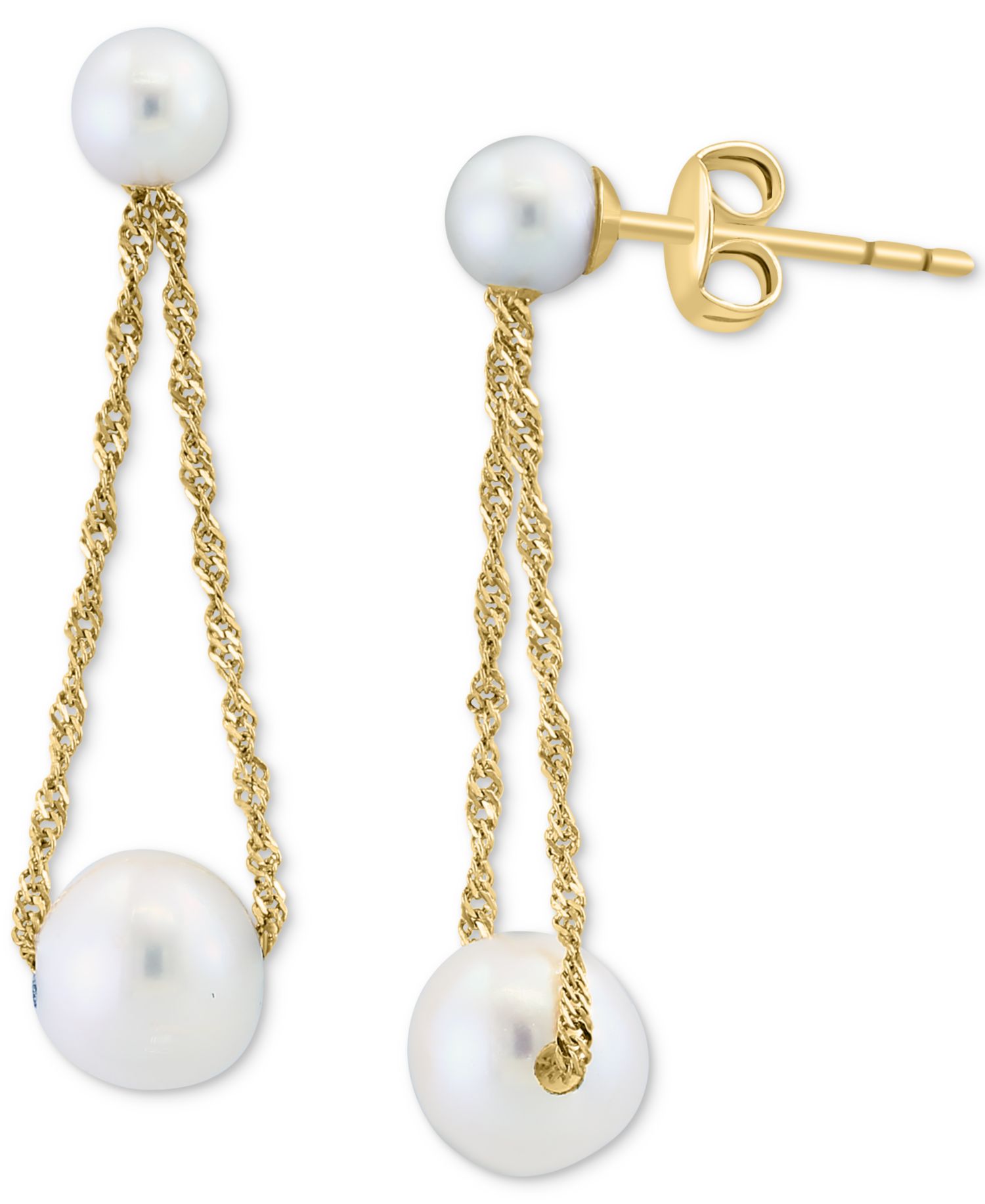 EFFY® Freshwater Pearl (4 & 6mm) Rope Dangle Drop Earrings in 14k Gold