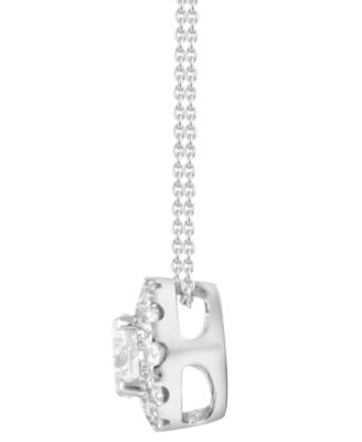 Diamond Halo 18" Pendant Necklace (1/2 ct. t.w.) in 14k White Gold
