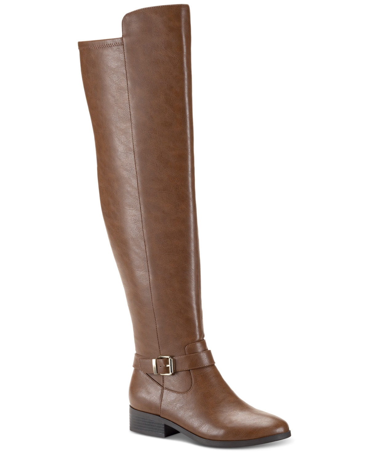 Women's Charlaa Buckled Over-The-Knee Wide-Calf Boots, Created for Macy's - Cognac Smooth
