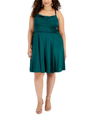 Emerald Sundae Trendy Plus Size Cowl Neck Fit & Flare Dress - Macy's