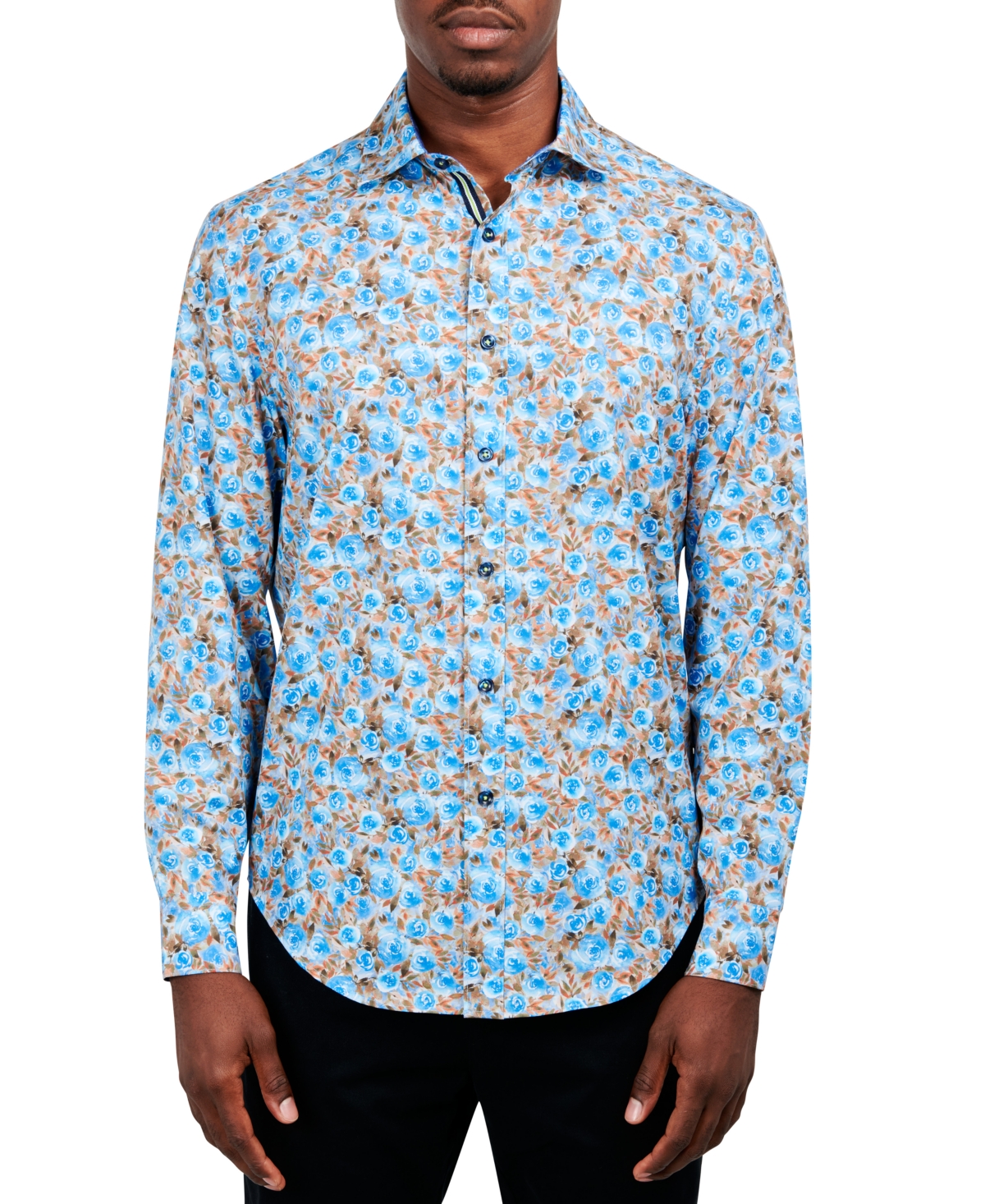 Men's Slim-Fit Performance Stretch Floral Print Long-Sleeve Button-Down Shirt - Multi