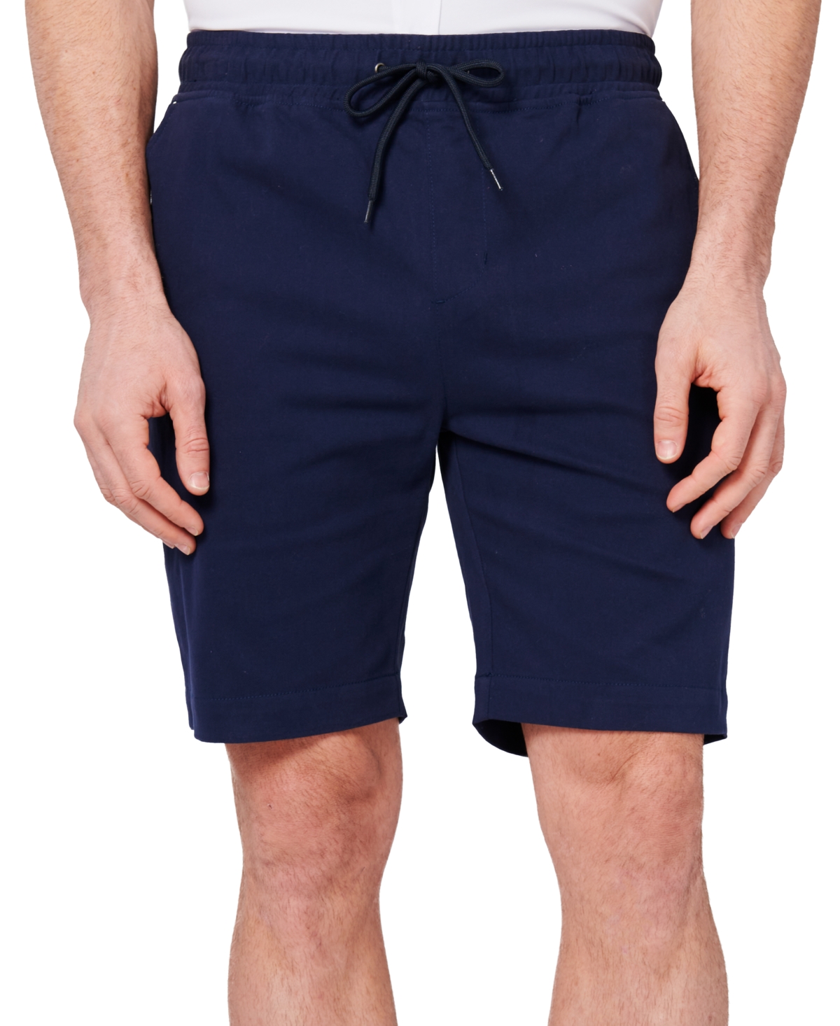 Men's Slim Fit Solid Drawstring Shorts - Navy