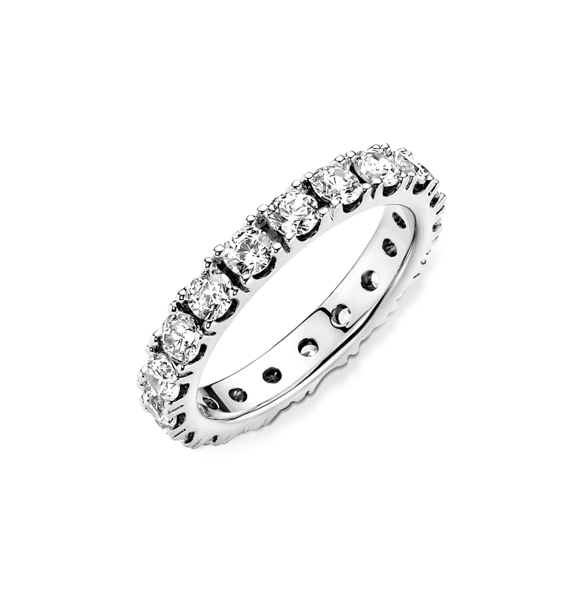 Cubic Zirconia Timeless Sparkling Row Eternity Ring - Silver