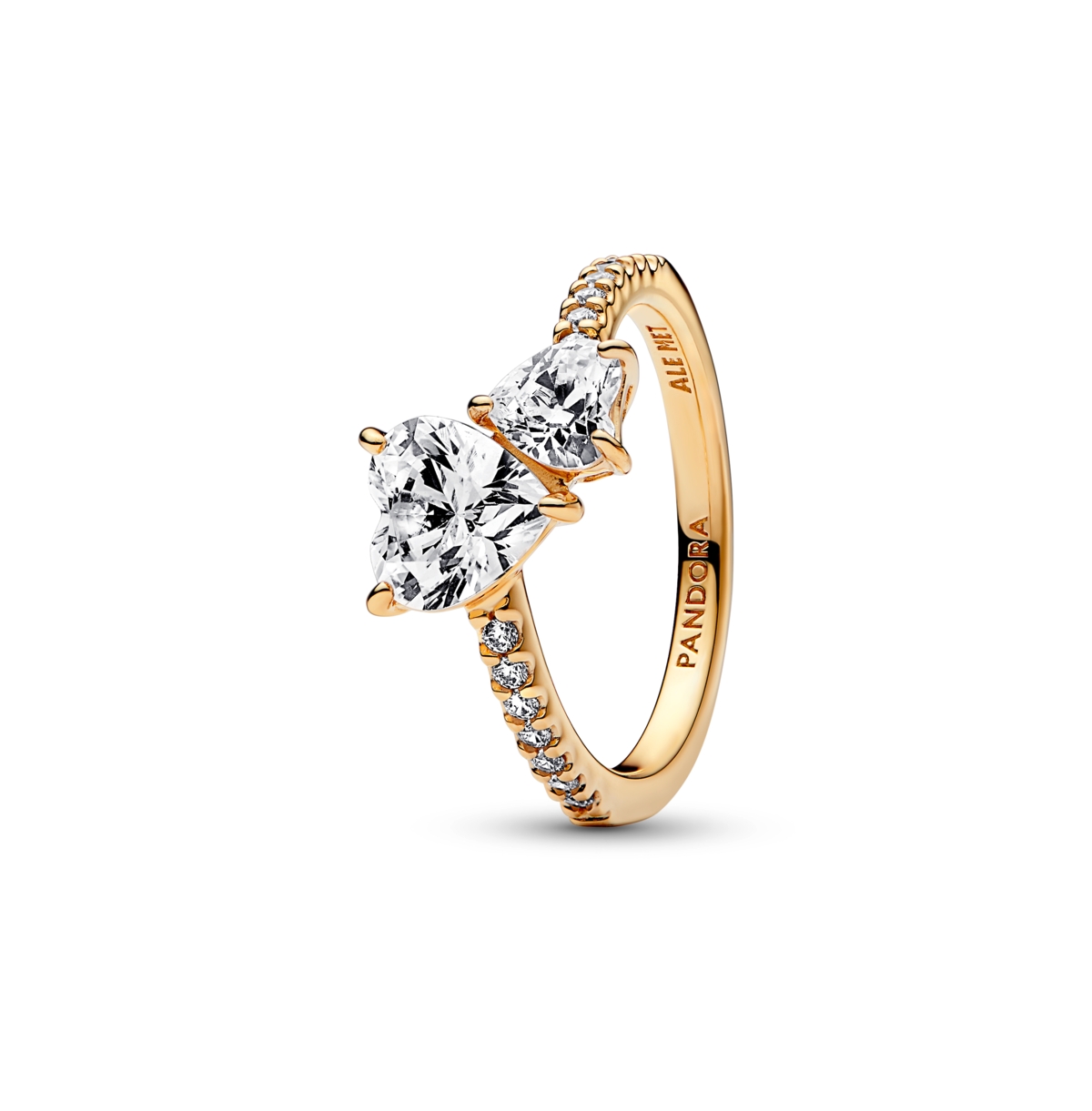 Cubic Zirconia Timeless Double Heart Sparkling Ring - Gold