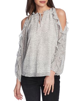 Online 1.State Womens Ruffled Cold-Shoulder Top