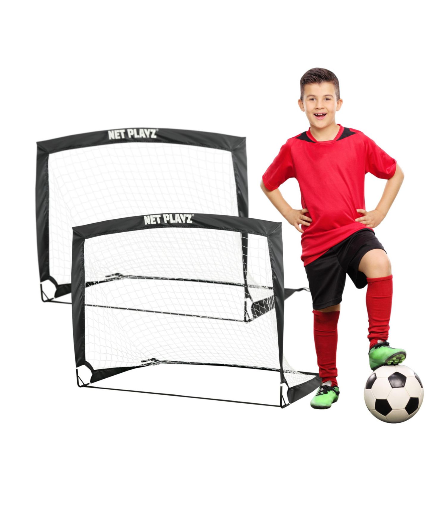 Детские игрушки NET PLAYZ Easy Playz Pop-up Portable Fiberglass Soccer Goals, 2-Piece Set, Ages 3+ — фото 4