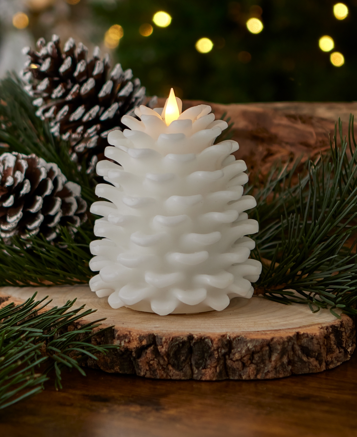 Shop Seasonal Pinecone Flameless Candle 5 X 6 In White