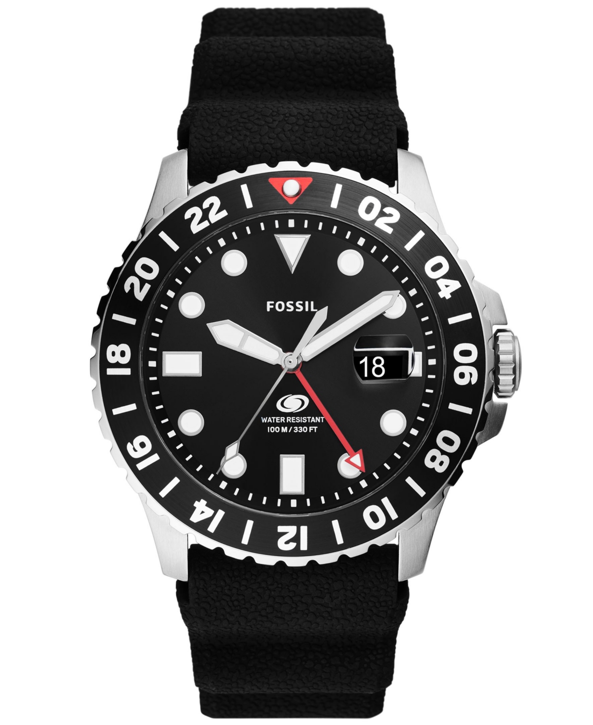 Men's Blue Gmt Black Silicone Watch 46mm - Black