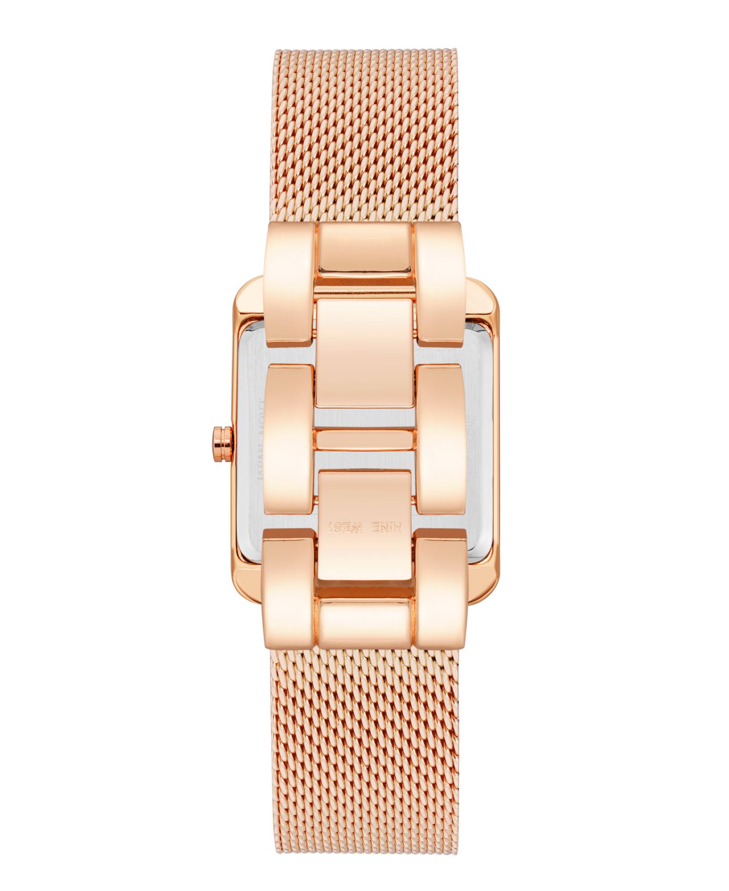 Женские часы Nine West Quartz Rectangular Rose Gold-Tone Stainless Steel Mesh Band Watch, 29mm — фото 2