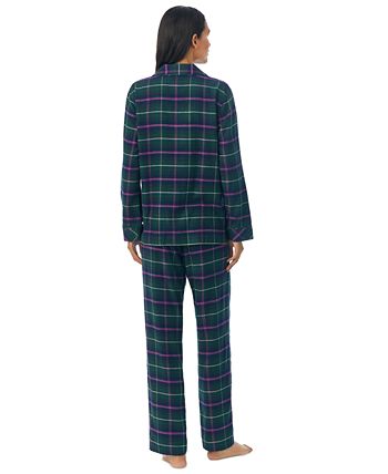 Lauren Ralph Lauren Women's 2-Pc. Knit-Top Fleece-Pant Pajamas Set - Macy's