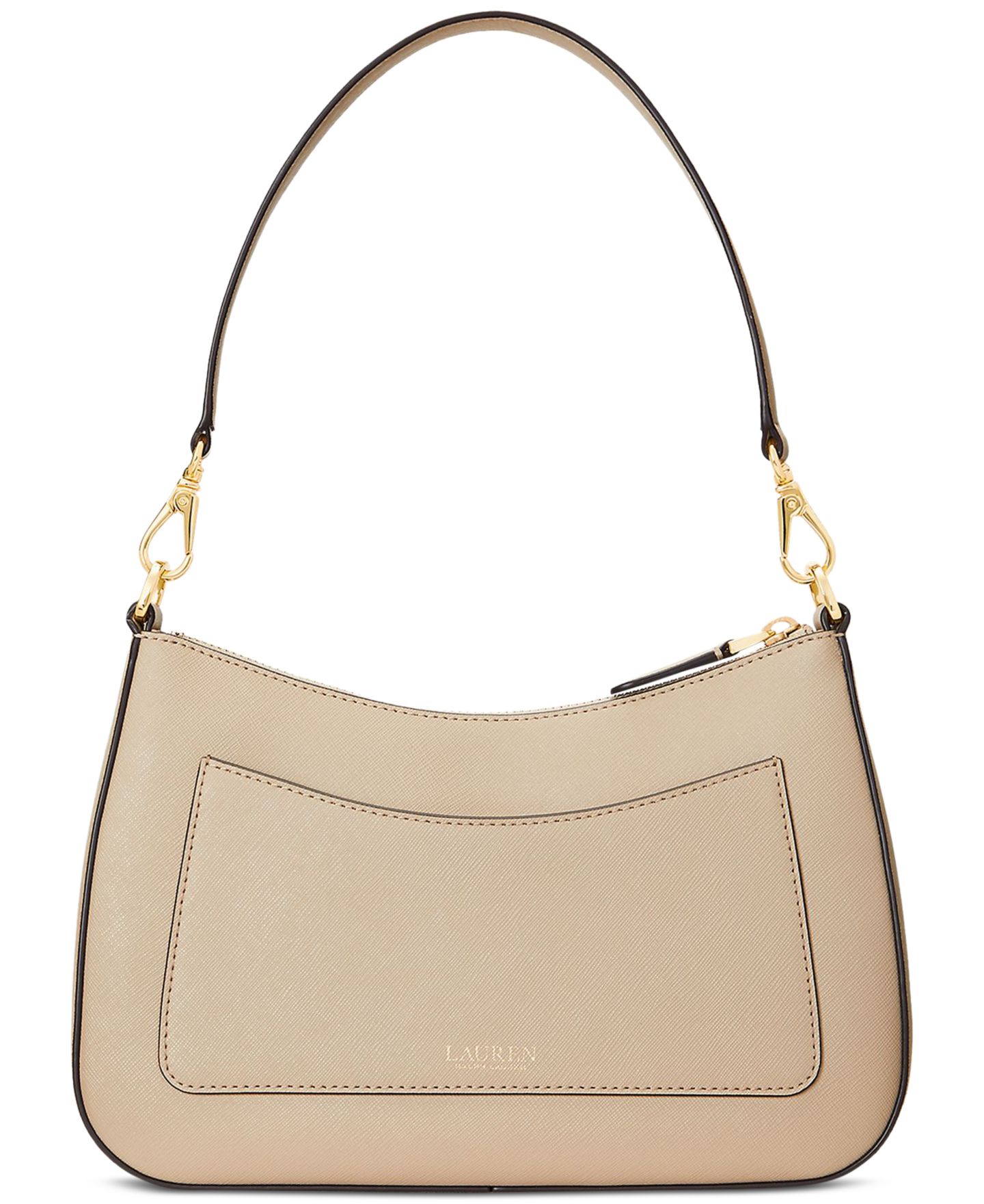 Женская сумка Lauren Ralph Lauren Danni Crosshatch Leather Small Shoulder, цвет: Берёзовый рыжевато-коричневый — фото 2