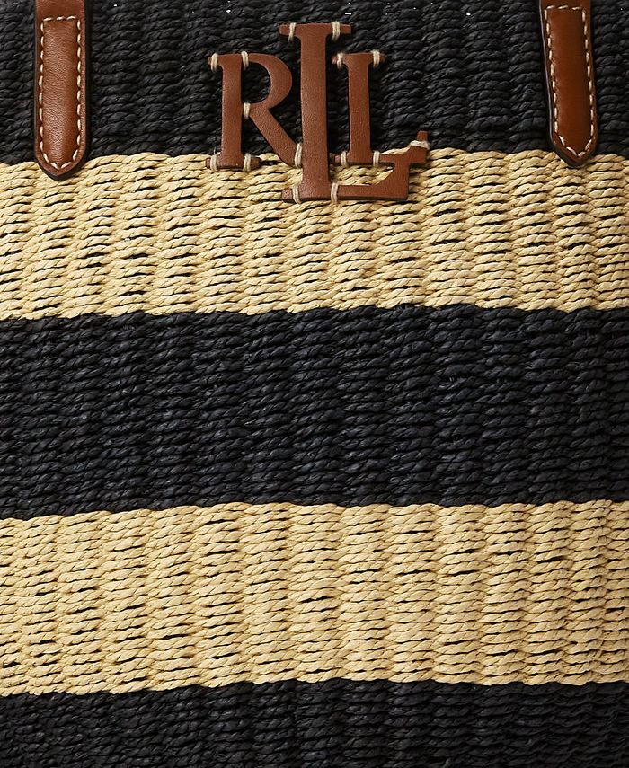 Lauren Ralph Lauren Striped Straw Medium Hartley Tote Bag Macy's