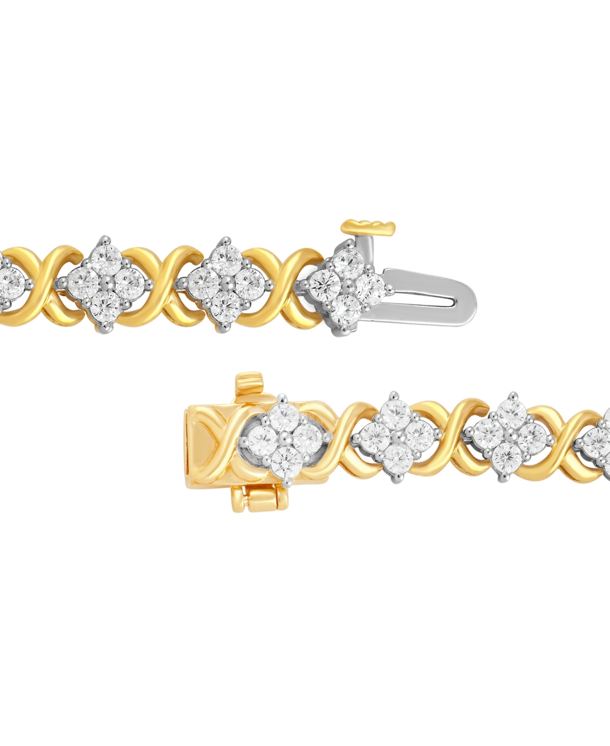 Shop Macy's Diamond Cluster Link Bracelet (3 Ct. T.w.) In 10k Gold In Yellow Gold
