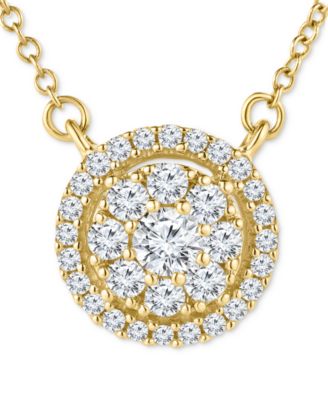 Diamond Halo Cluster 18" Pendant Necklace (1/3 ct. t.w.) in 14k Gold