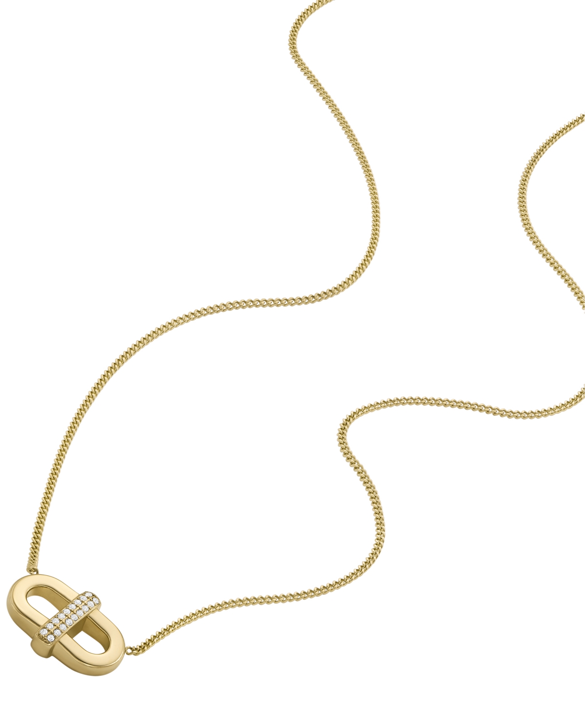 Shop Fossil Heritage D-link Glitz Gold-tone Stainless Steel Chain Necklace