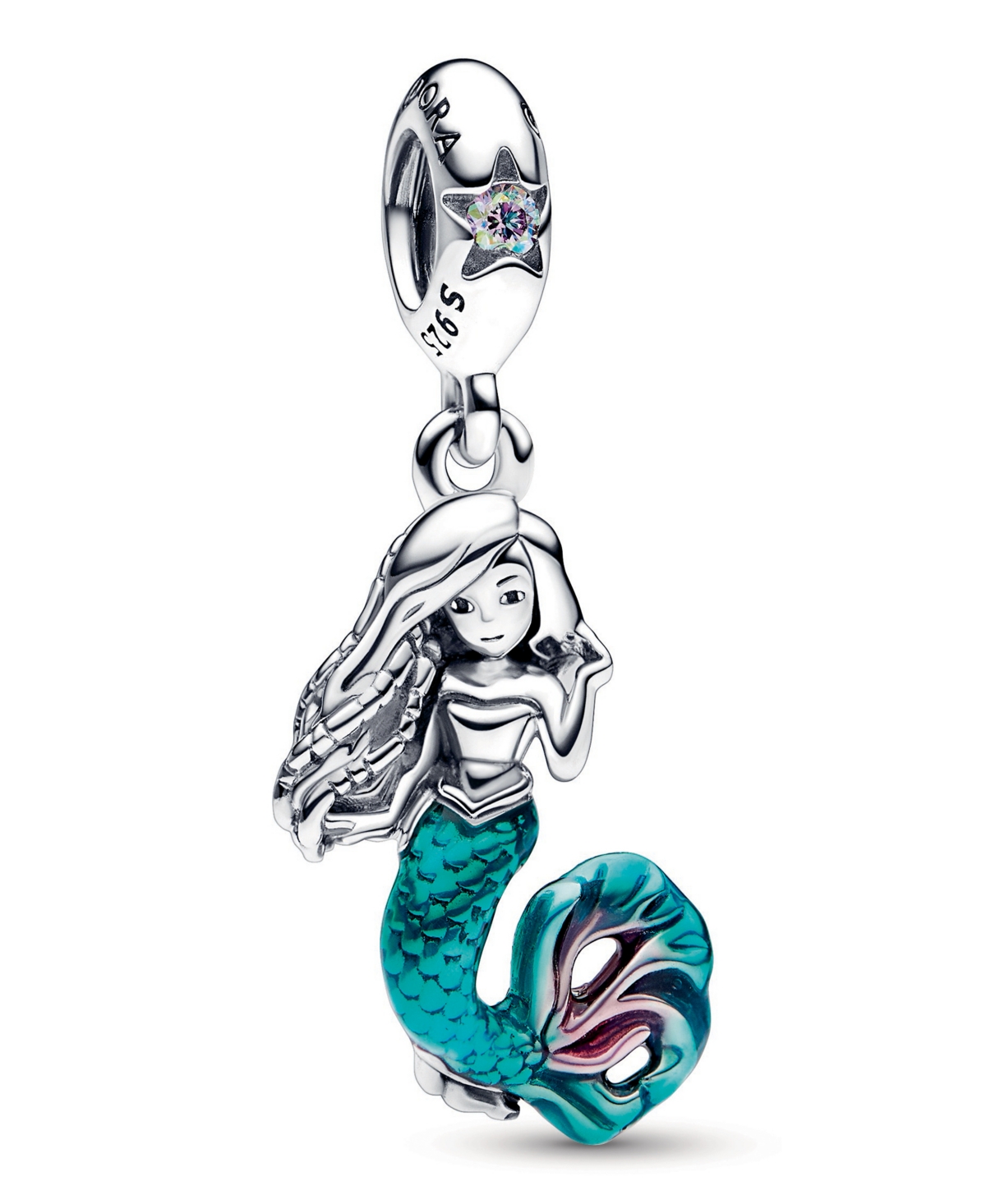 Pandora Sterling Silver Disney The Little Mermaid Ariel Dangle Charm In Metallic
