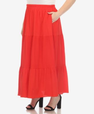 Plus Size Pleated Tiered Maxi Skirt