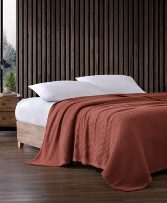 Solid Waffle Cotton Reversible Blanket, Full/Queen