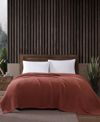 Solid Waffle Cotton Reversible Blanket, King