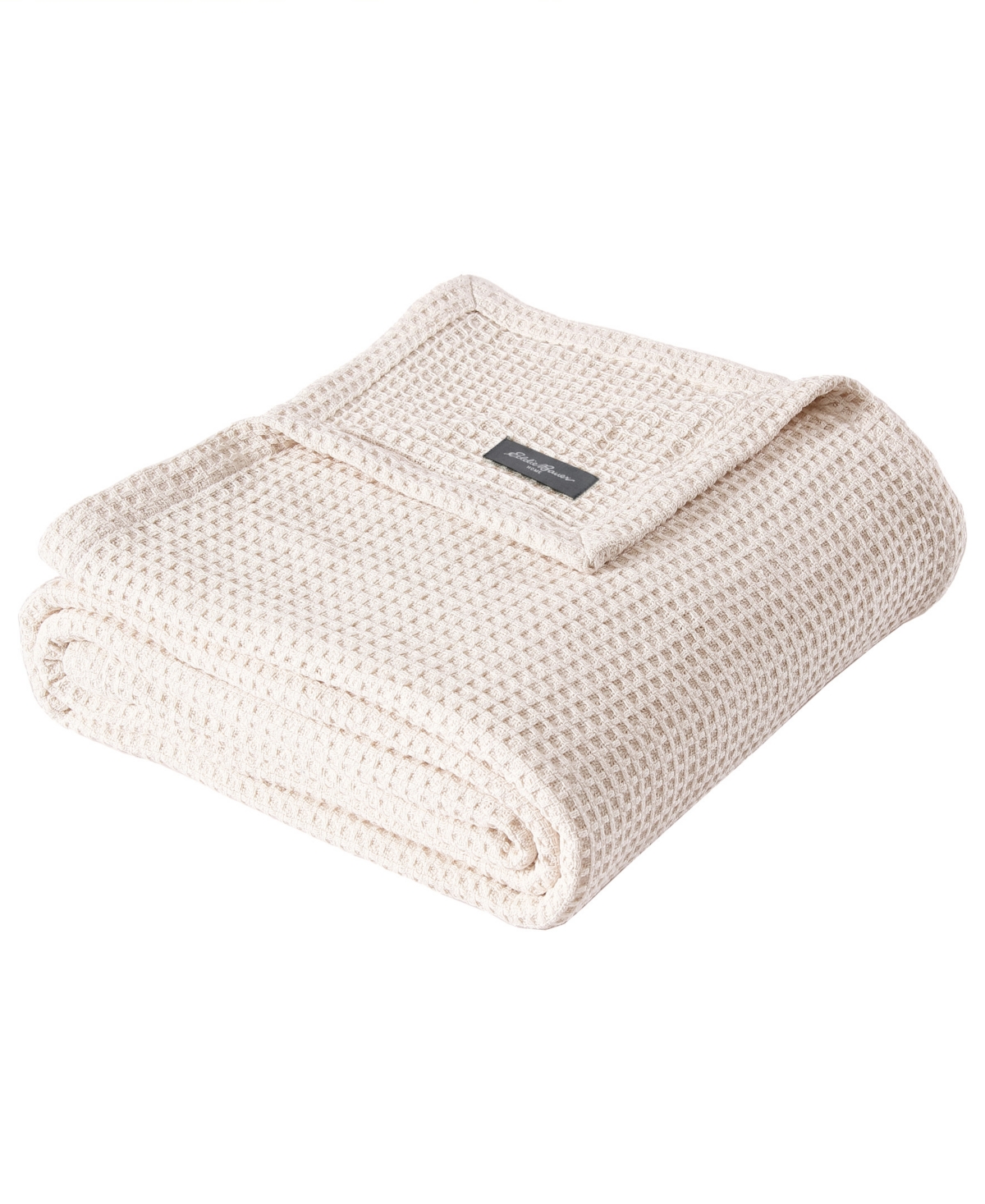 Eddie Bauer Solid Waffle Cotton Reversible Blanket, King In Winter Ivory White