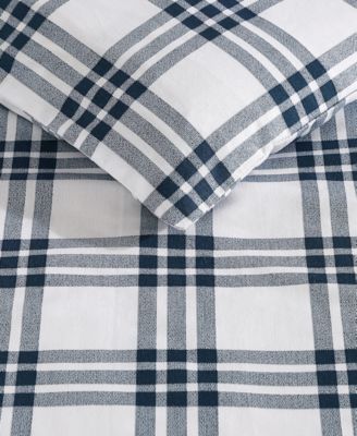 Basic Plaid Cotton Percale 3 Piece Duvet Cover Set, King