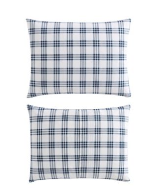 Eddie Bauer Basic Plaid Cotton Percale Duvet Cover Sets In Dusted Indigo