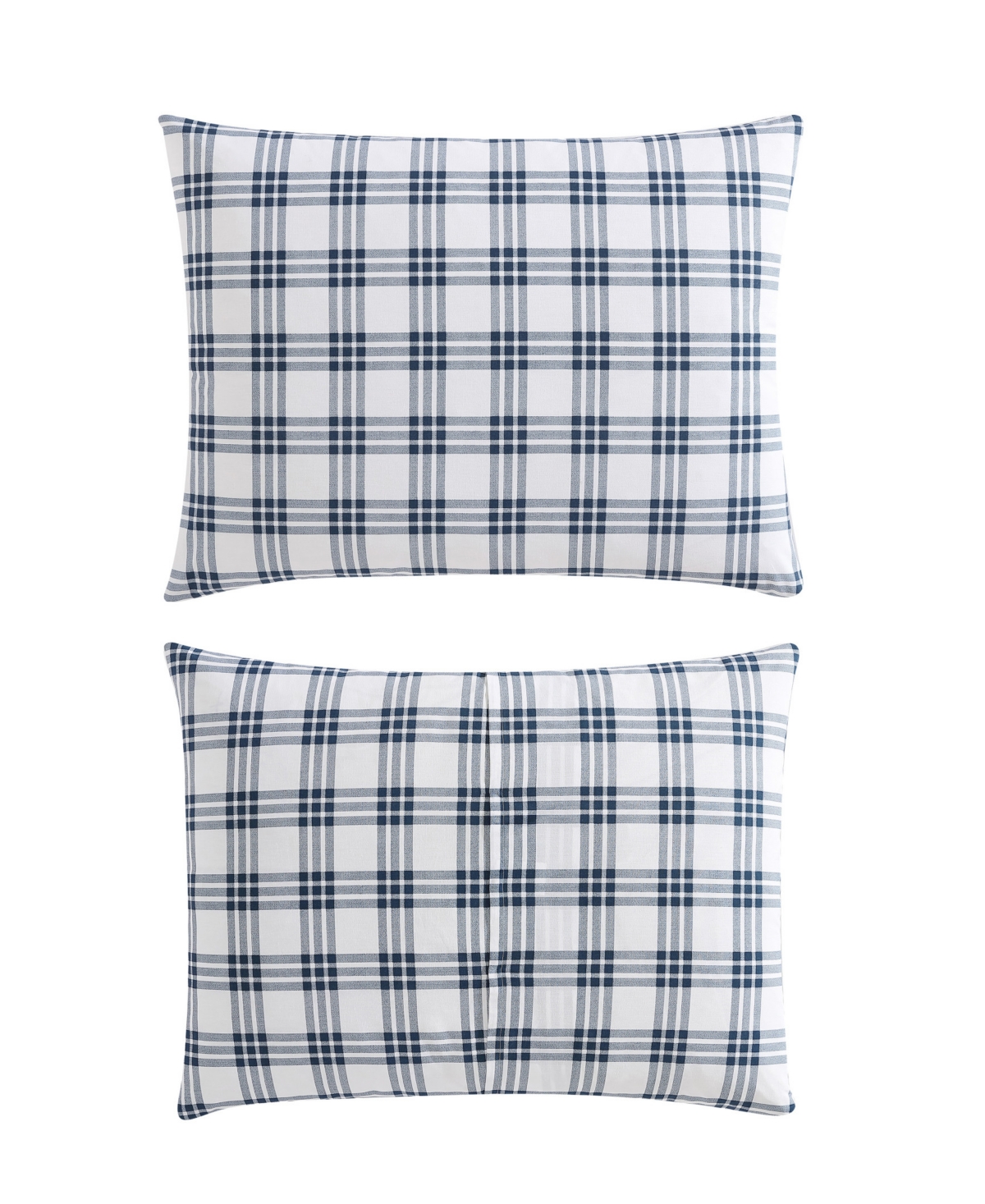 Eddie Bauer Basic Plaid Cotton Percale 3 Piece Duvet Cover Set, King In Dusted Indigo