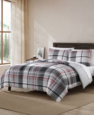 CLOSEOUT! Normandy Plaid Micro Suede Reversible 3 Piece Duvet Cover Set, King