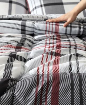 CLOSEOUT! Normandy Plaid Micro Suede Reversible 3 Piece Duvet Cover Set, King