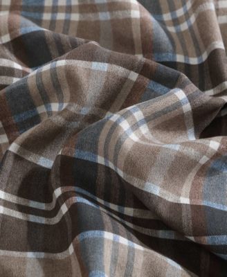 Eddie Bauer Rugged Plaid Micro Suede Reversible Duvet Cover Sets In Beige Brown