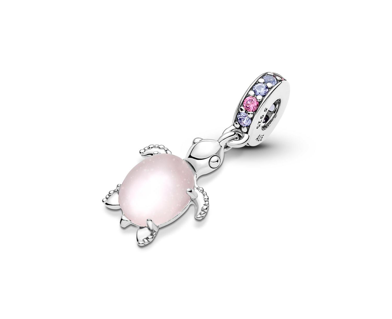 Manmade Crystals Murano Glass Pink Sea Turtle Dangle Charm