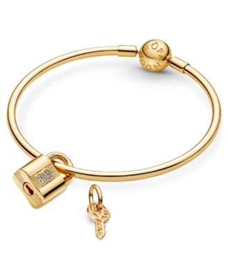 Cubic Zirconia Padlock Key Dangle Charm