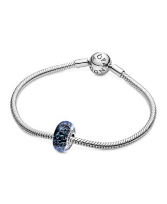 Sterling Silver Wavy Dark Blue Murano Glass Ocean Charm