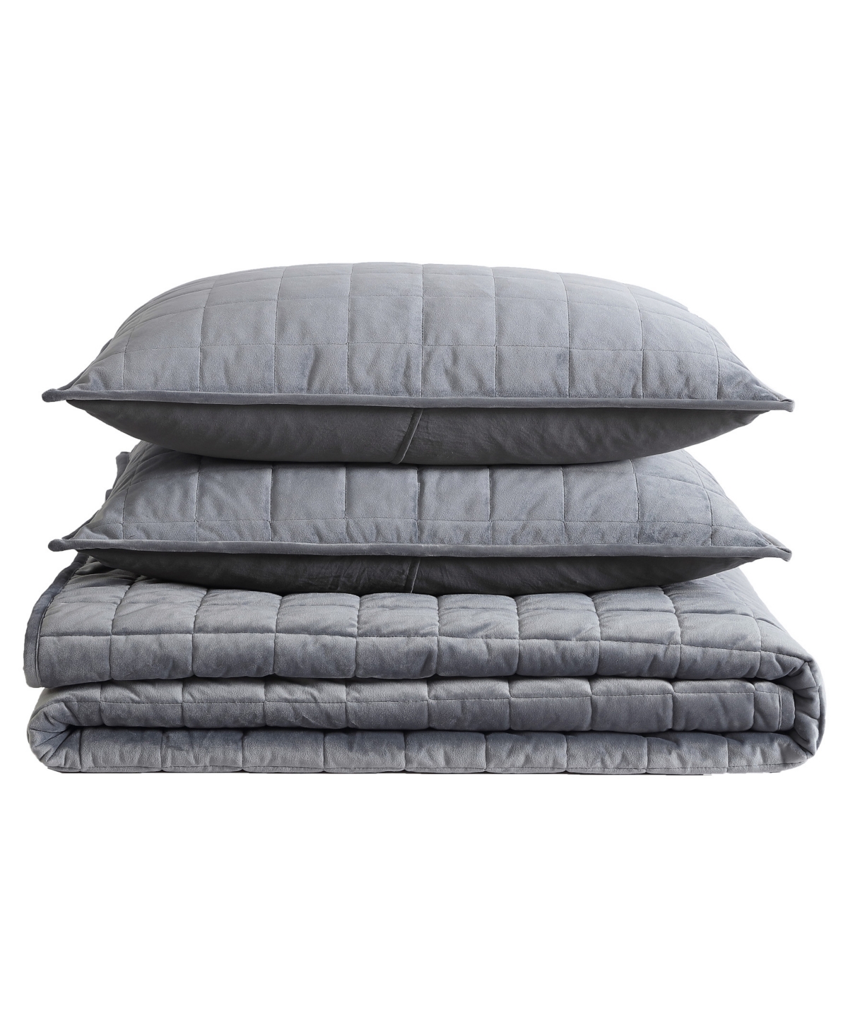 Closeout! Kenneth Cole New York Solid Velvet Reversible 3 Piece Quilt Set,