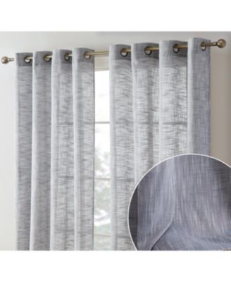 Madison Faux Linen Textured Semi Sheer Privacy Sun Light Filtering Transparent Window Grommet Long Thick Curtains Drapery Panels for Bedroom & Living Room, 2 Panels