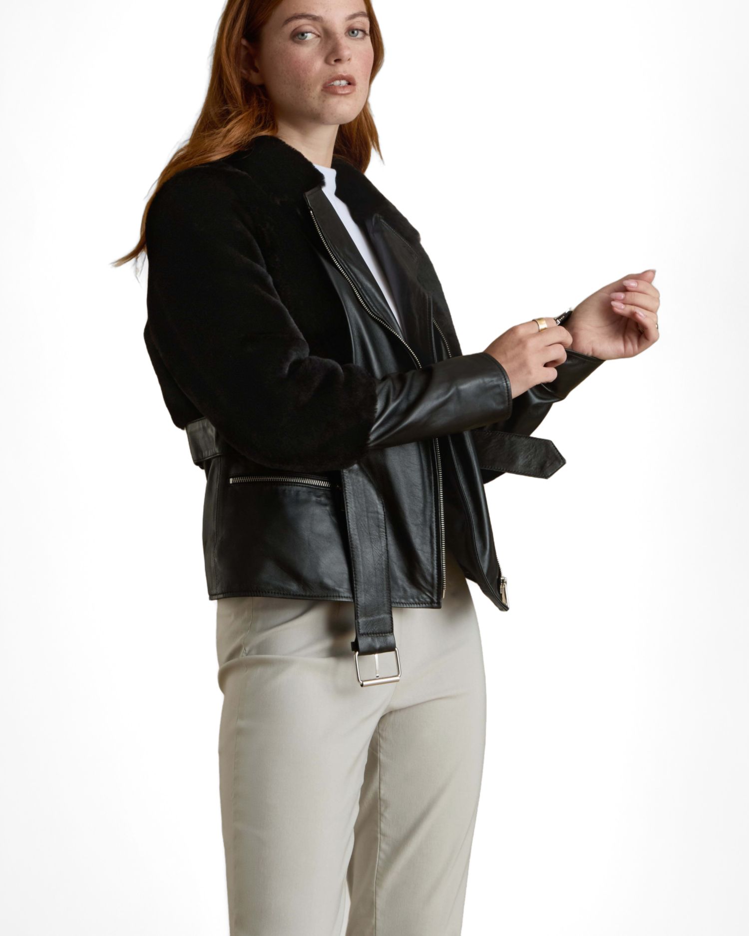 Women's Belted Biker Jacket