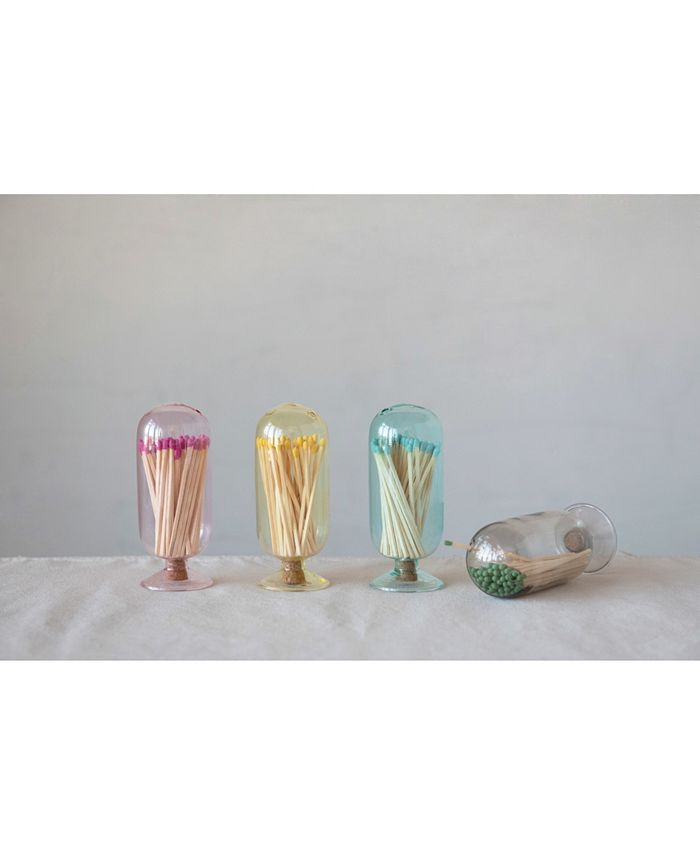 Storied Home Glass Match Holder, Set of 4 Colors Macy's