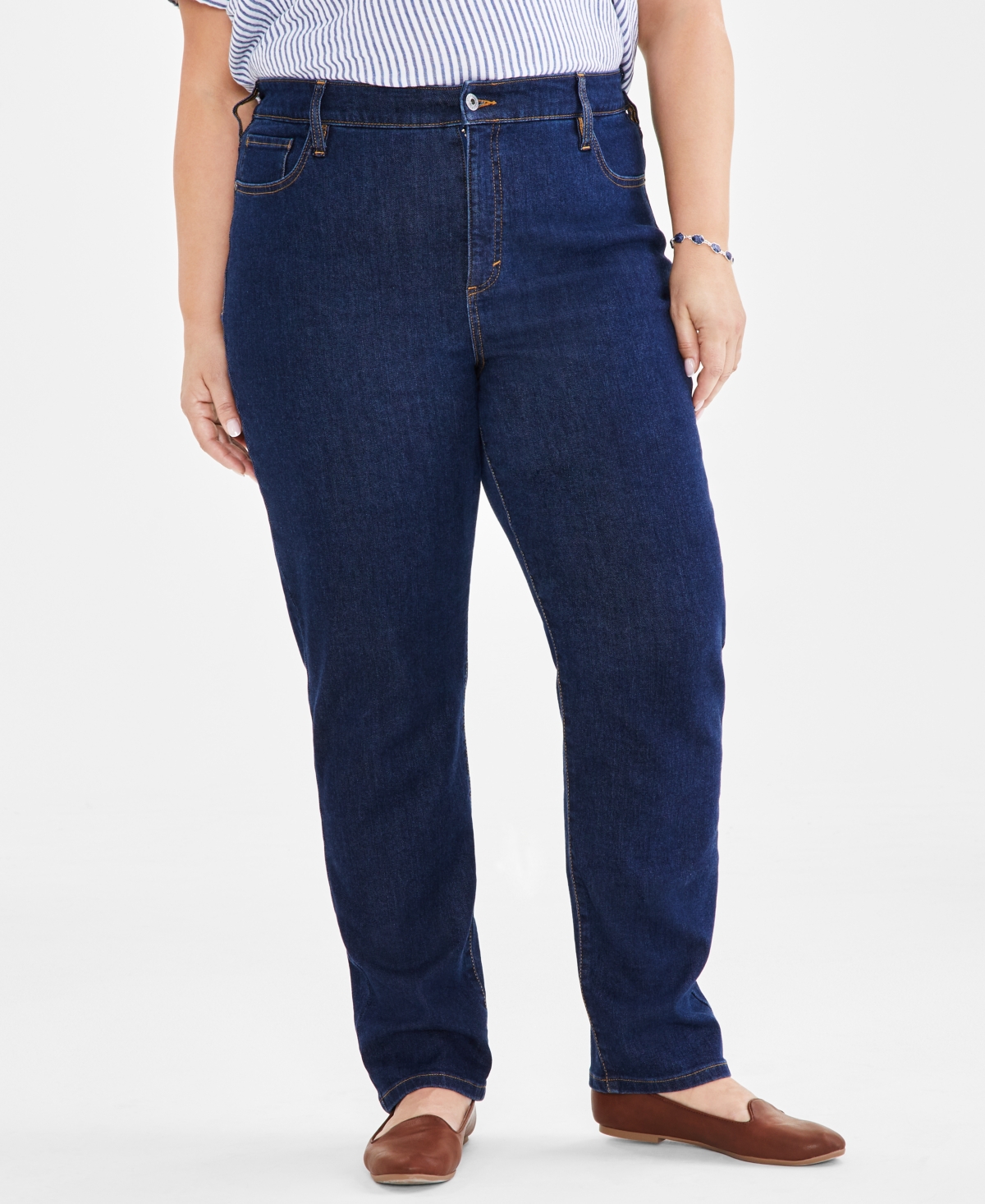 Style & Co Plus Size High-rise Straight-leg Jeans, Created For Macy's In Fortress