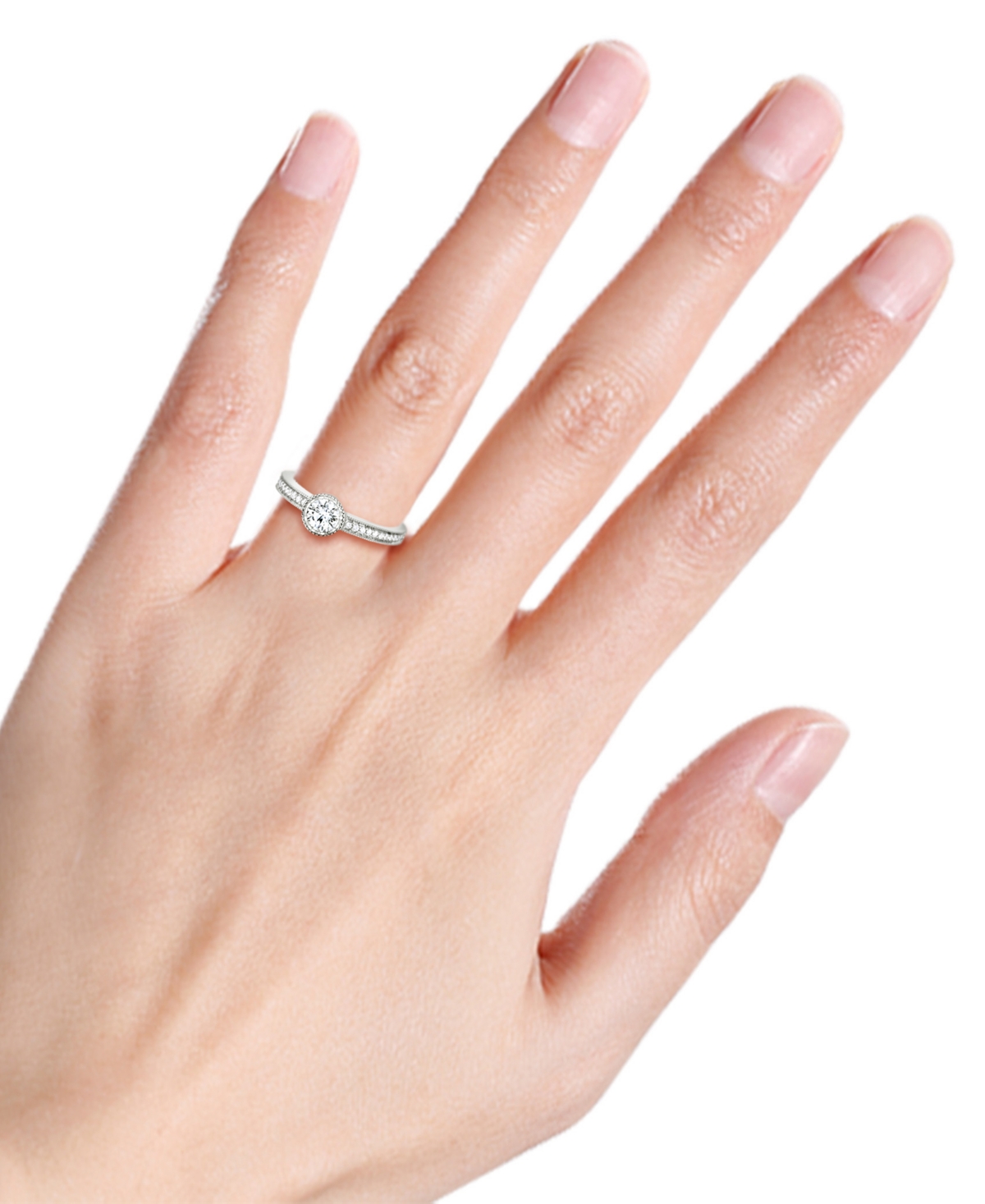 MACY'S DIAMOND BEZEL MILGRAIN ENGAGEMENT RING (5/8 CT. T.W.) IN 14K WHITE GOLD 