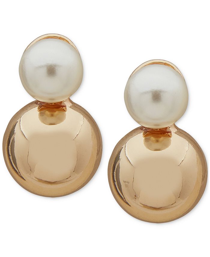 Her lip to Gold-tone Faux Pearl Earrings-