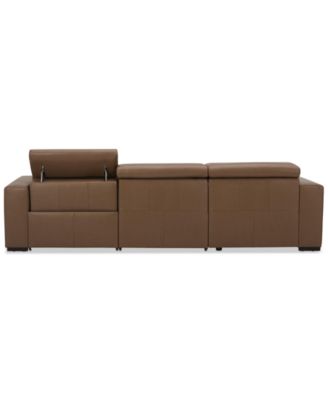 Nevio 115" 3-Pc. Leather Sectional with 1 Power Recliner,  Headrests and Chaise, Created For Macy's