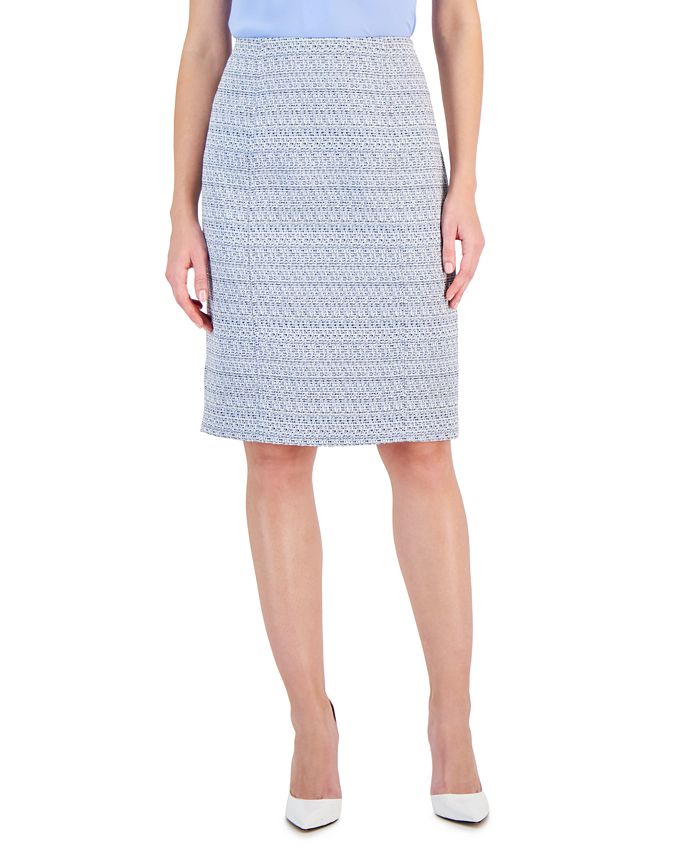 Women s Seamed Knee Length Pencil Tweed Skirt