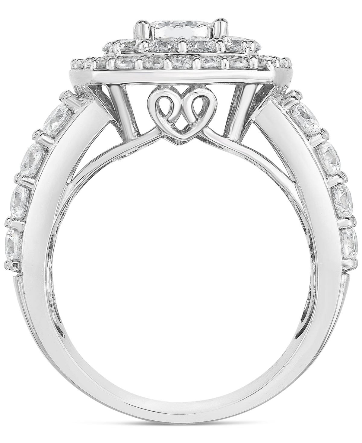 Shop Macy's Diamond Double-halo Engagement Ring (3 Ct. T.w.) In 14k White Gold