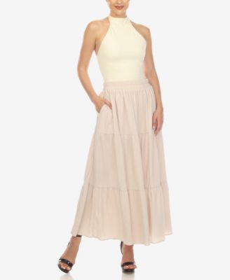 Women's Pleated Tiered Maxi Skirt